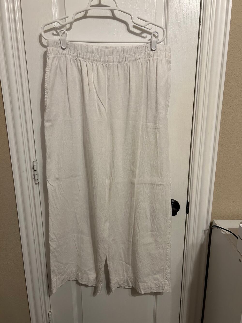 Old Navy High-Waisted White Linen-Blend Wide-Leg Pants Large